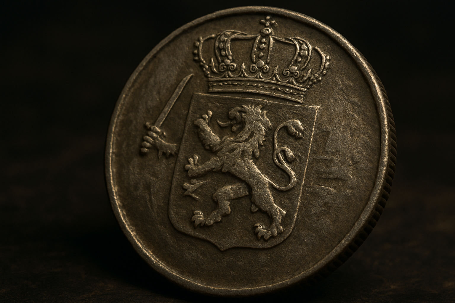 Cinematic 3D illustration of the historic Dutch guilder symbolizing trade influence and its journey across multiple empires