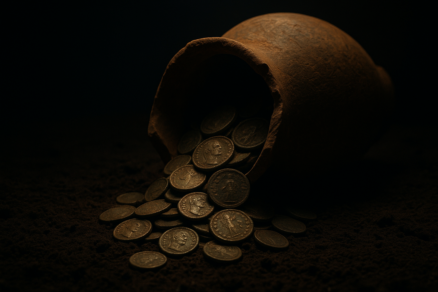 Ancient coin hoard discovered inside a broken clay pot