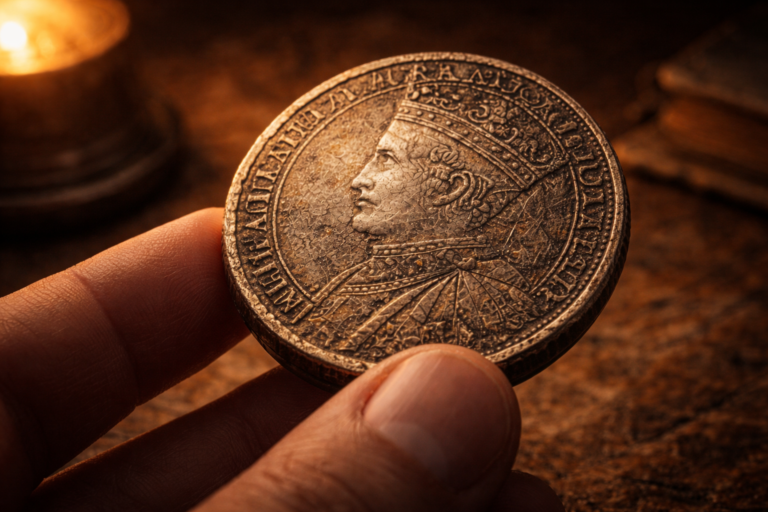 Ancient coin representing authority before the existence of newspapers