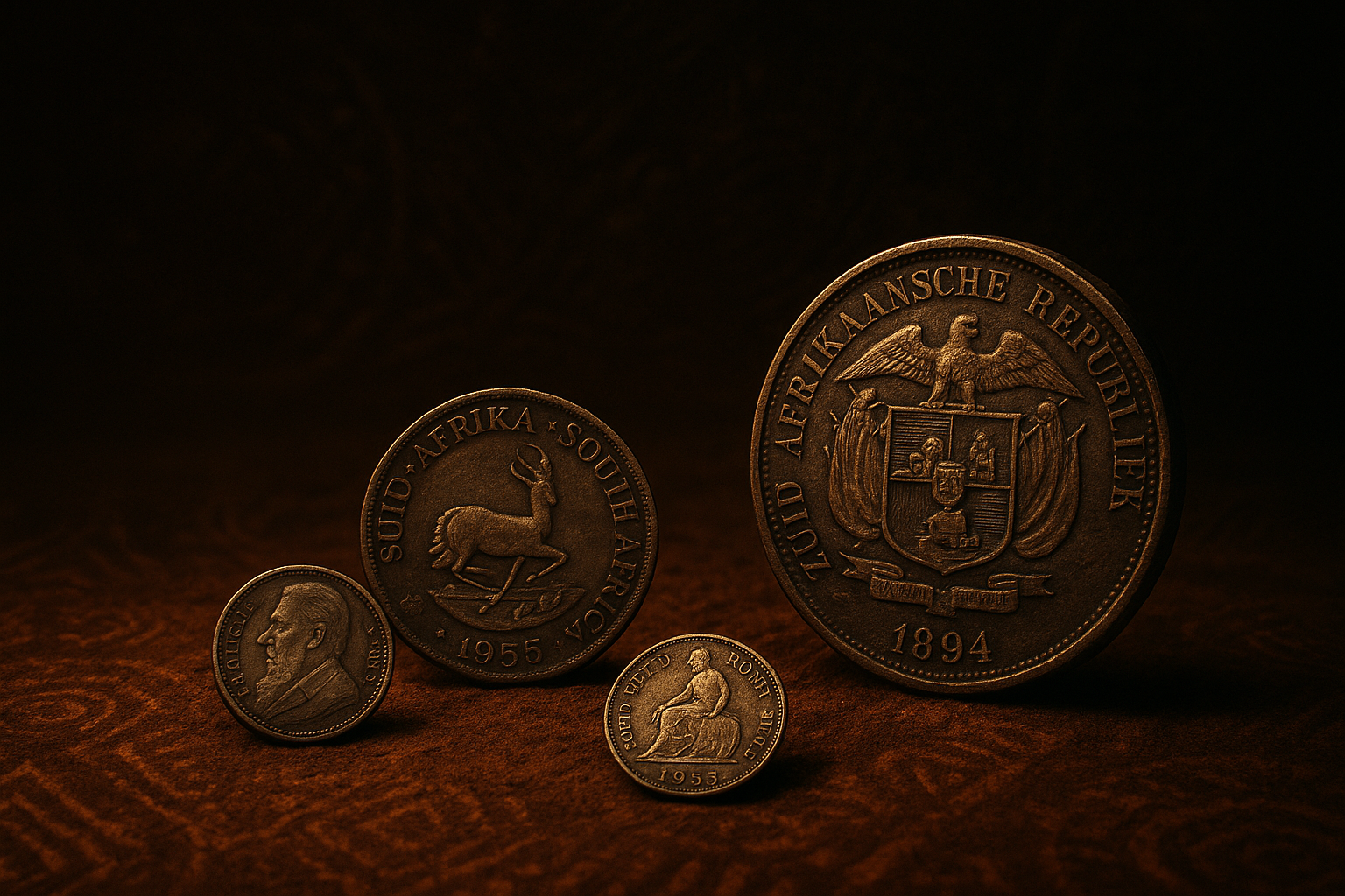 Historic South African coins reflecting myth and memory