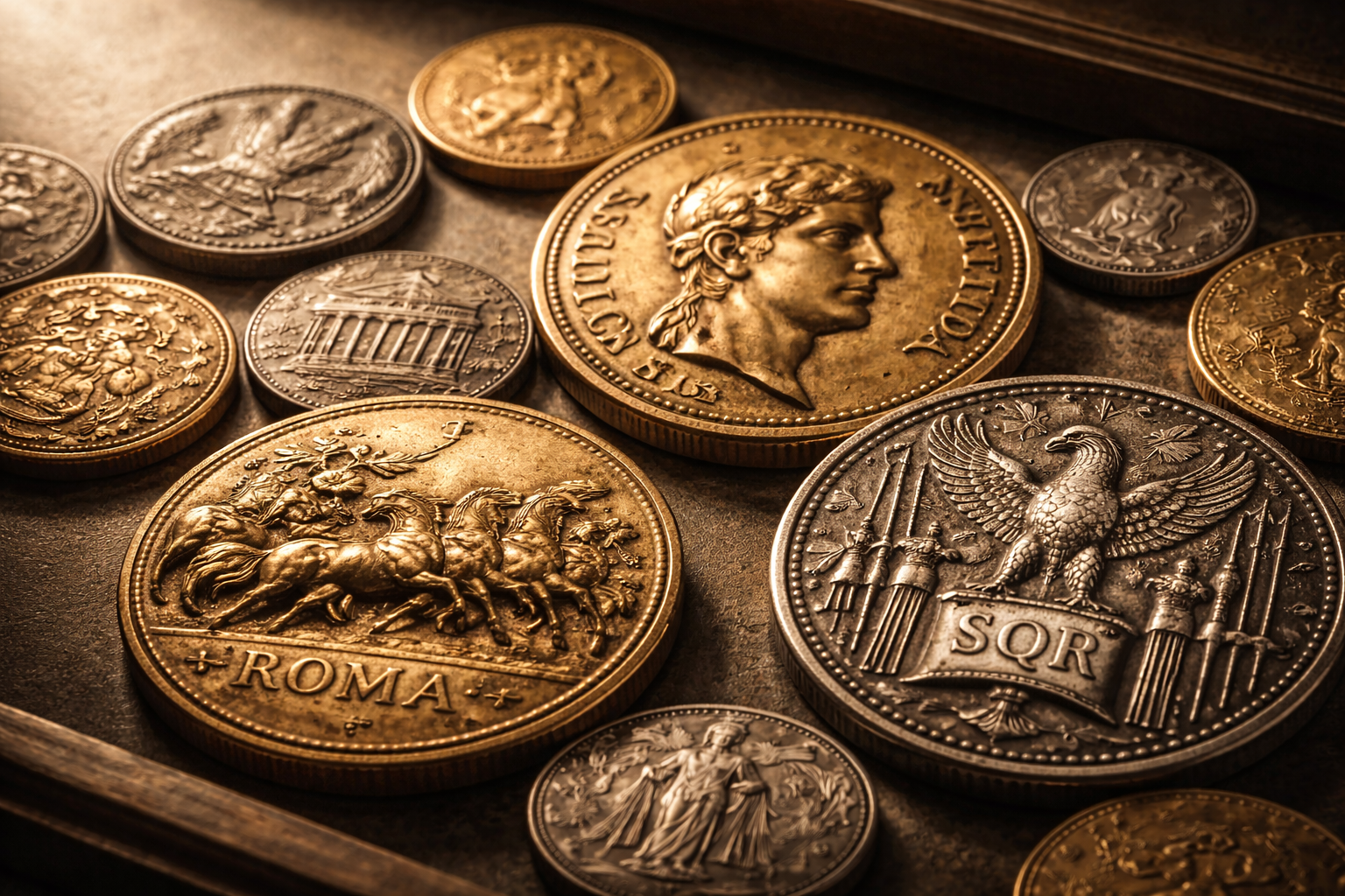 Political symbols on Roman coins communicating power