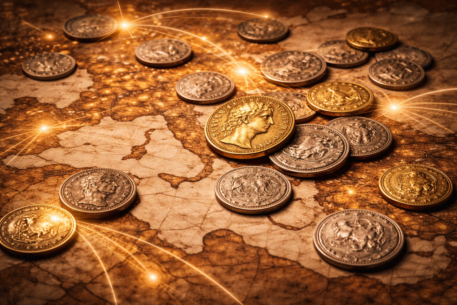 Roman coins circulating across the Roman Empire