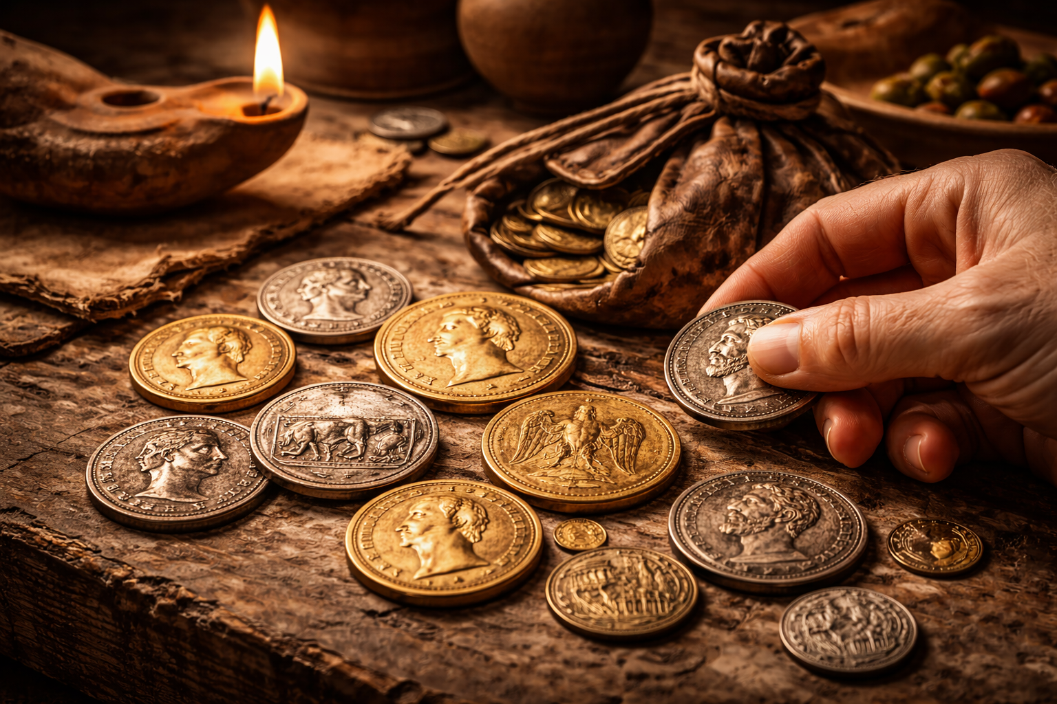 Roman coins used in everyday life within ancient Roman society