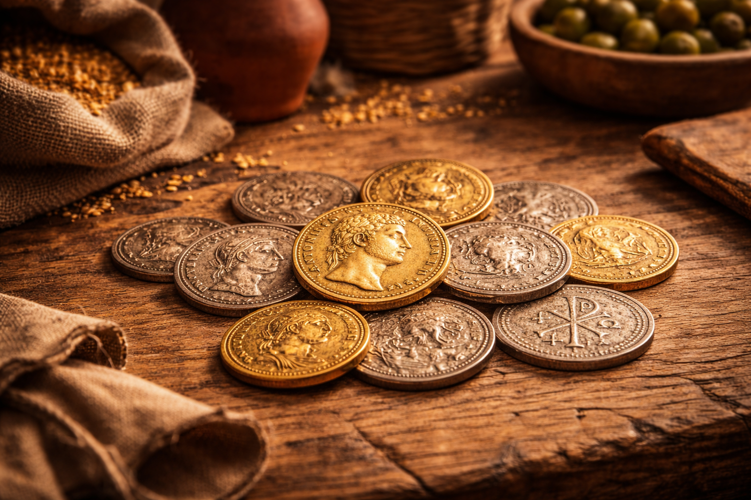 Roman coins used in everyday market activity