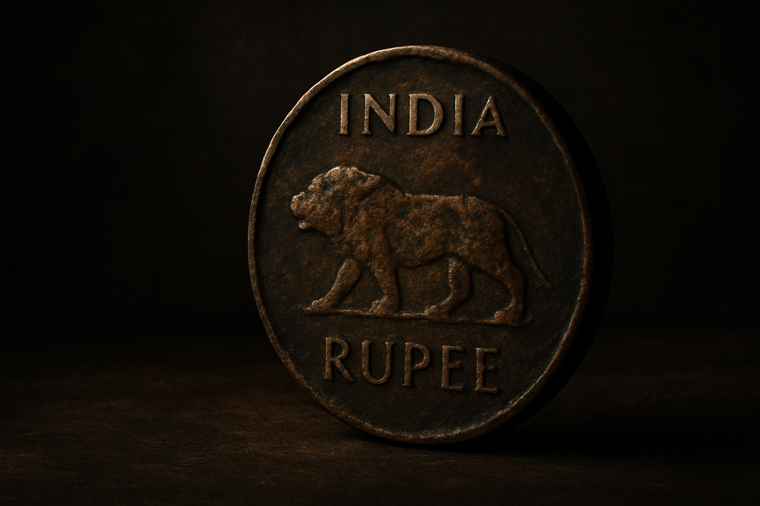 Worn Indian historic coin symbolizing age and endurance