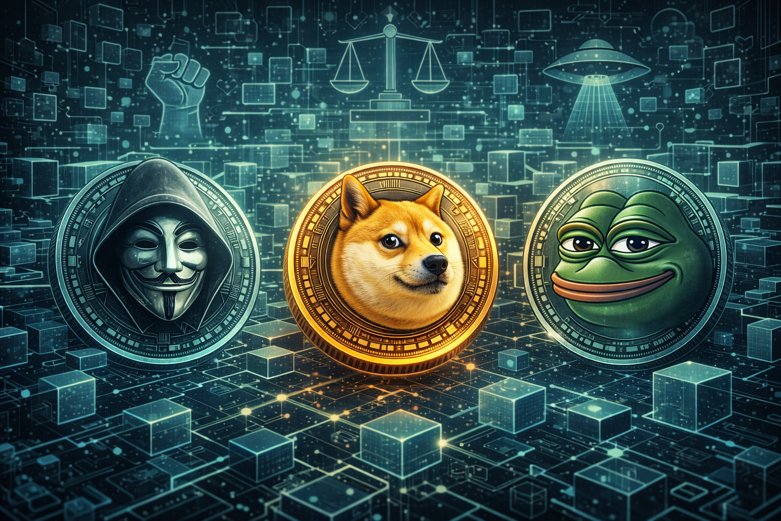 Abstract digital coin symbol representing cultural movements