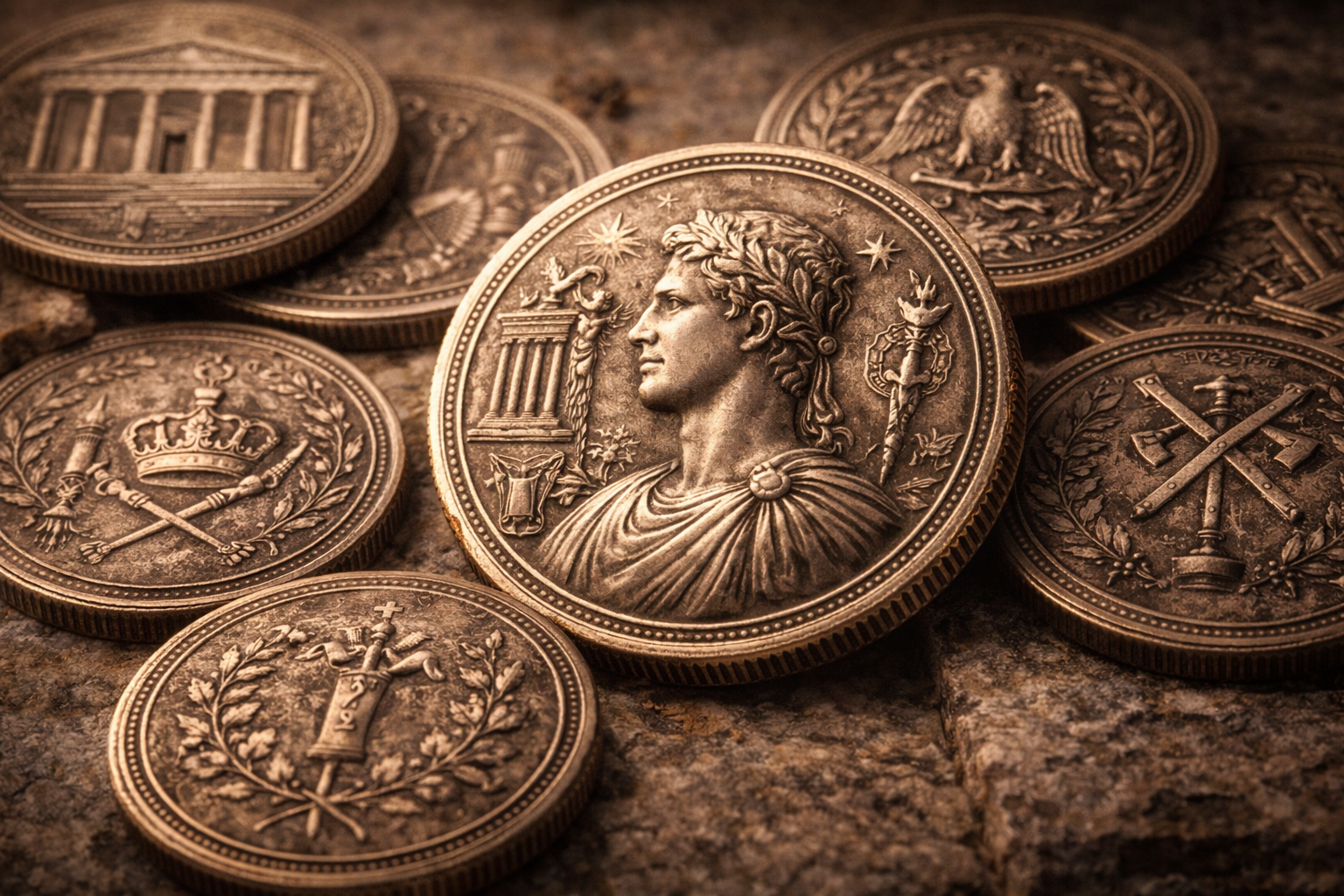 Coins reflecting power and authority through history