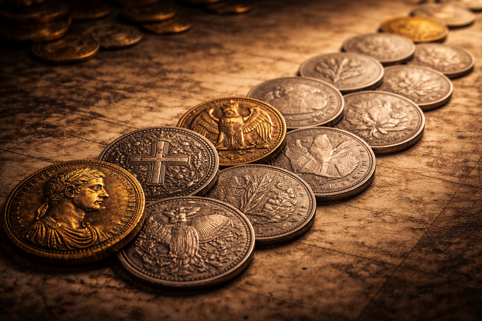 Coins transitioning away from ruler portraits during political change