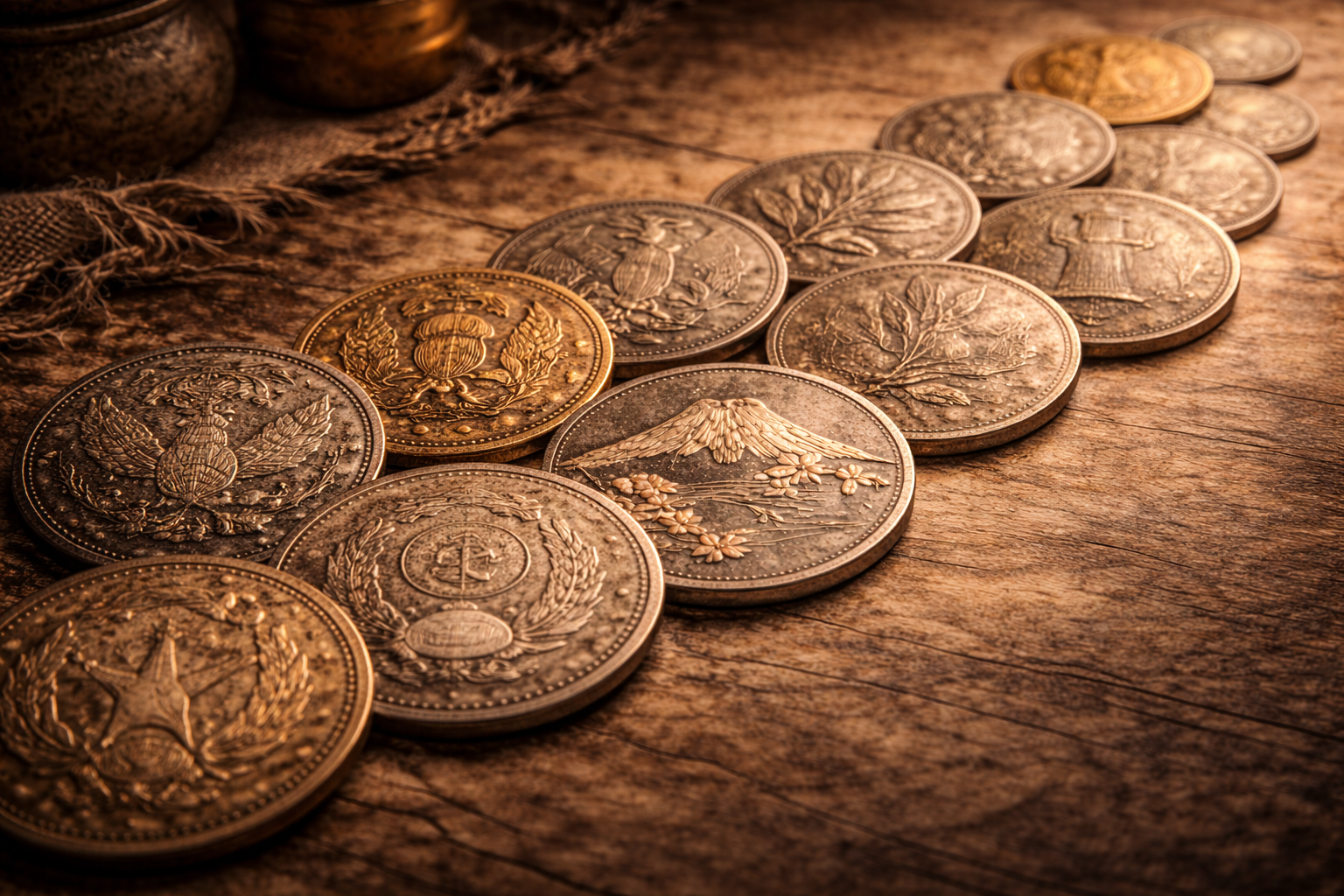 Coins transitioning toward neutral design elements