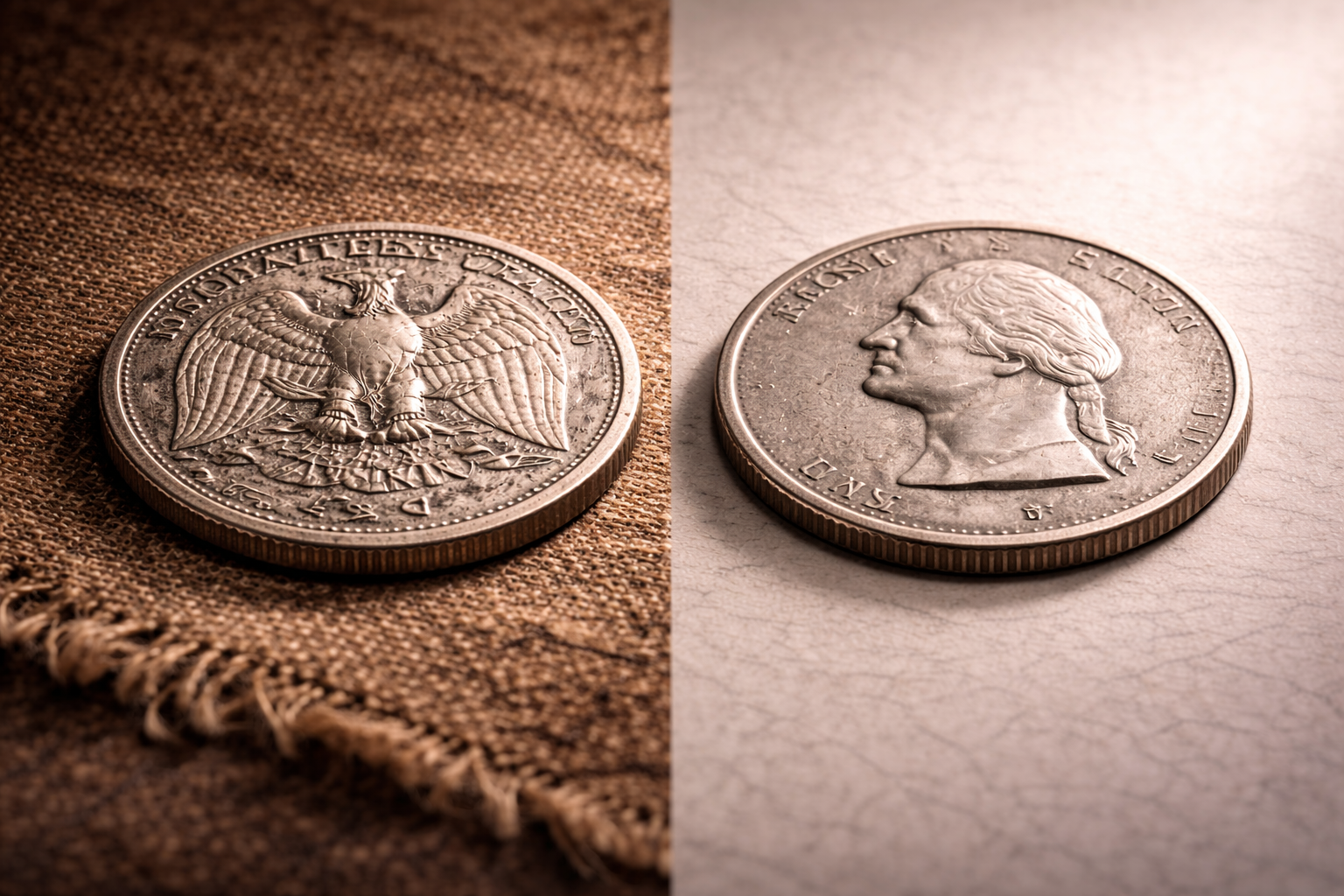 Comparison between older and redesigned American coin styles