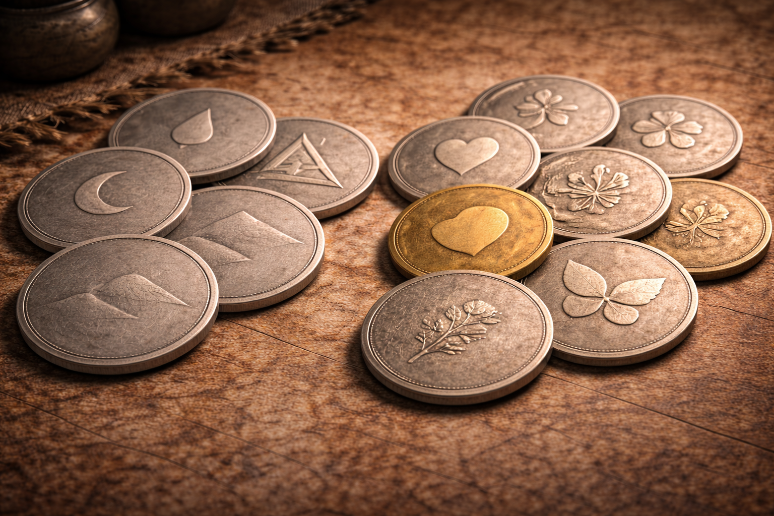 Contrast between cold and familiar coin design styles