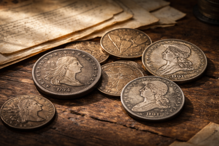 Early American coins during the nation’s early years.