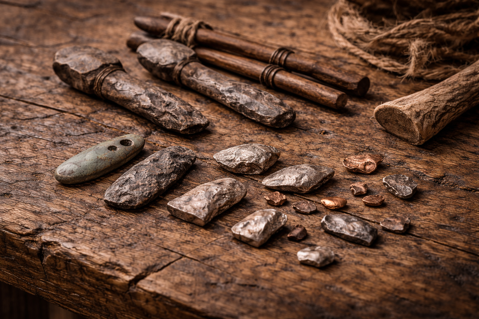 Early metal fragments used in ancient trade.