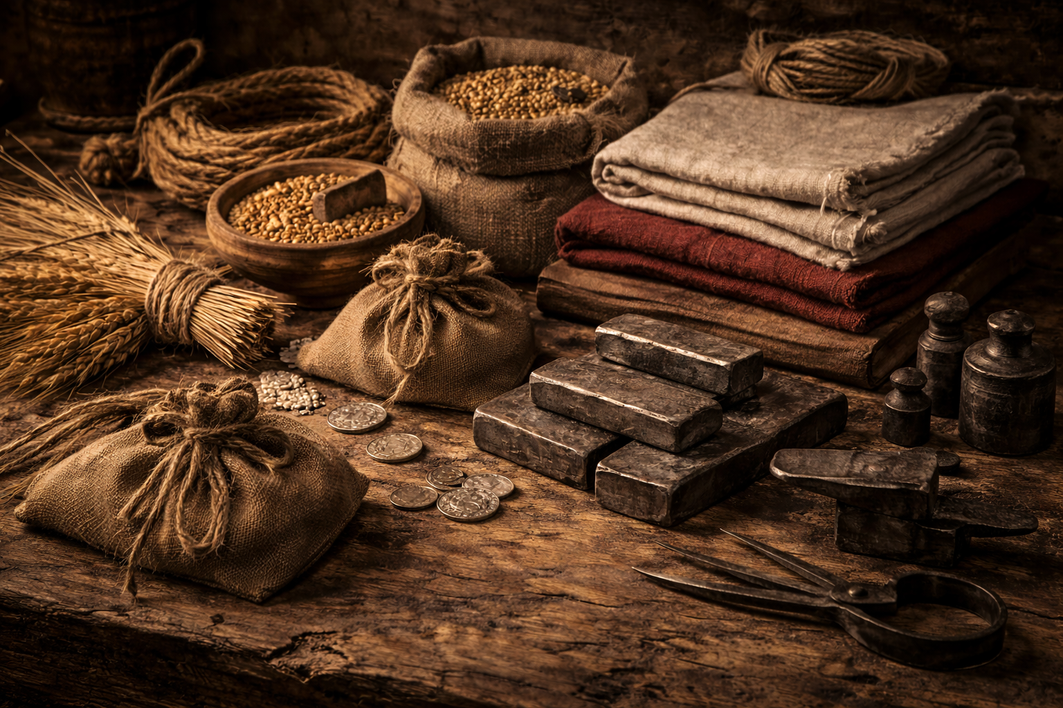 Everyday objects used alongside coins in practical medieval exchange