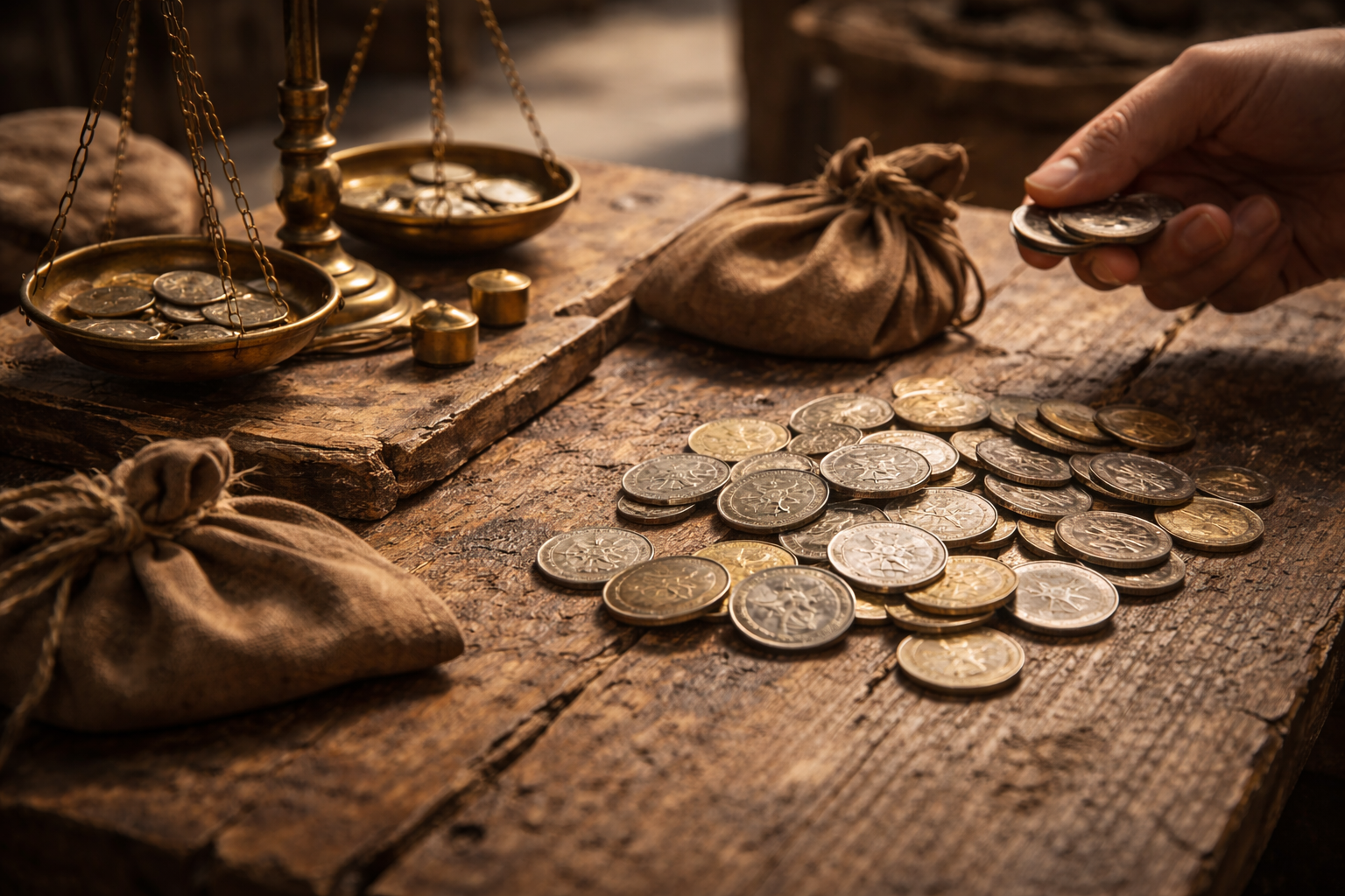 Medieval coins used in everyday trade and exchange