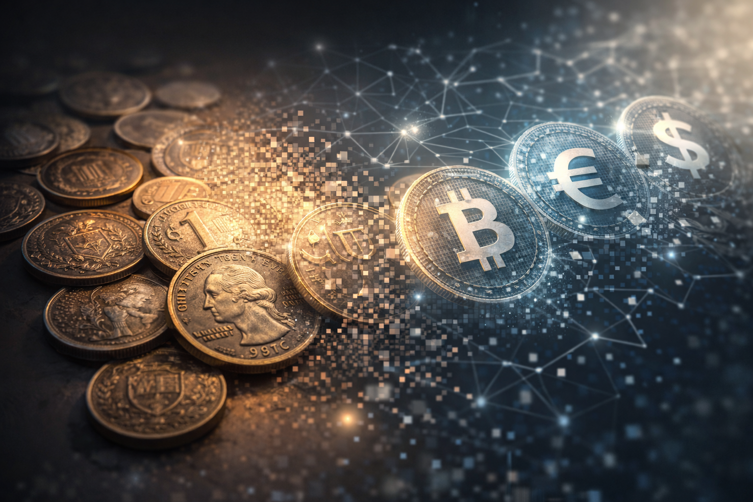 Transition from physical coins to digital money