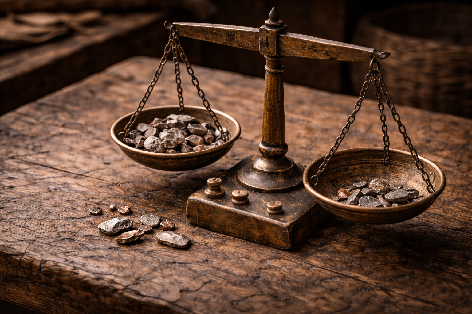 Weighing metal before coinage