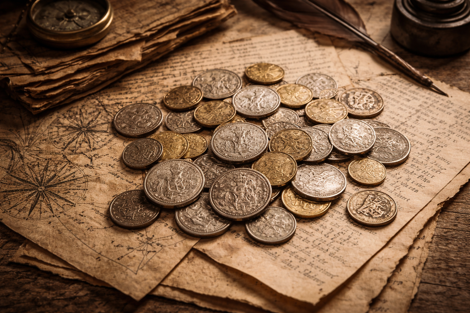 Worn medieval coins showing limited circulation in the Middle Ages