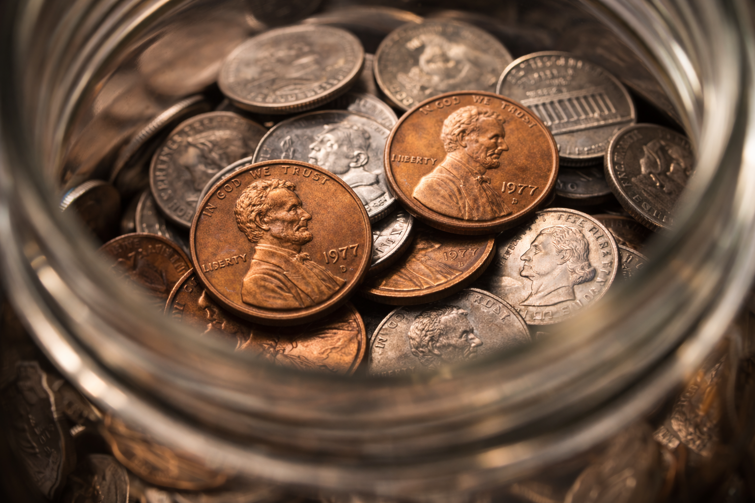 1977 pennies still found inside everyday household coin jars.