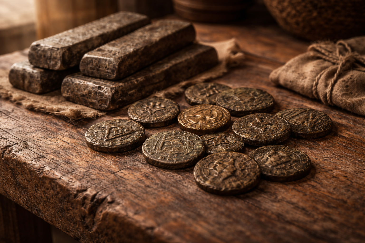 Early Roman bronze coins and metal exchange before standardized currency.