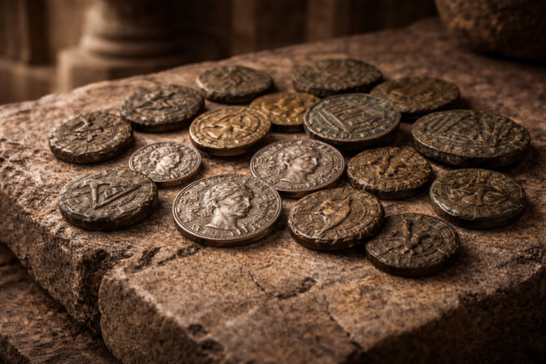 Early Roman coins showing the origins of Roman money.