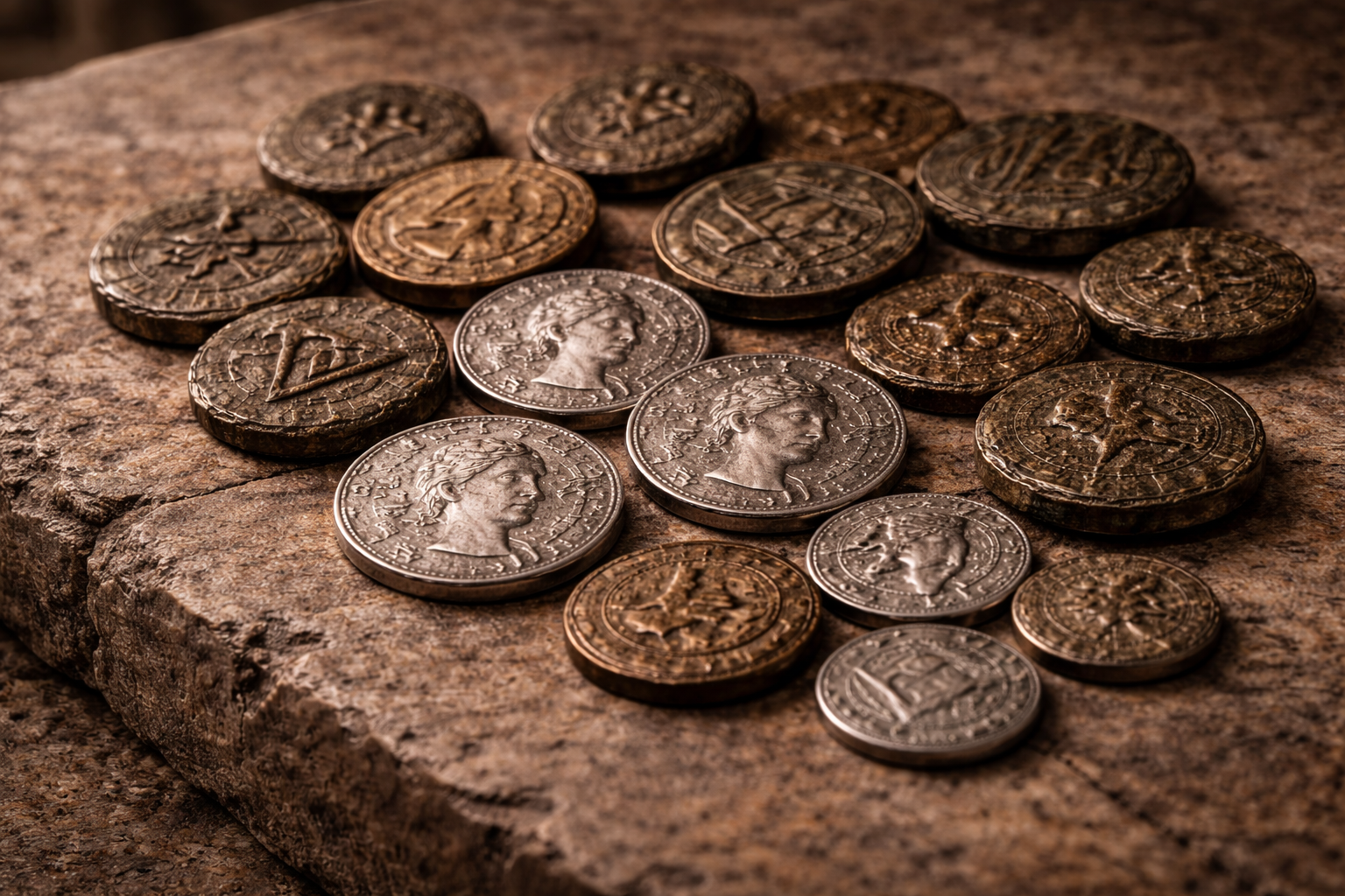 Transition from bronze to silver coins in ancient Rome.