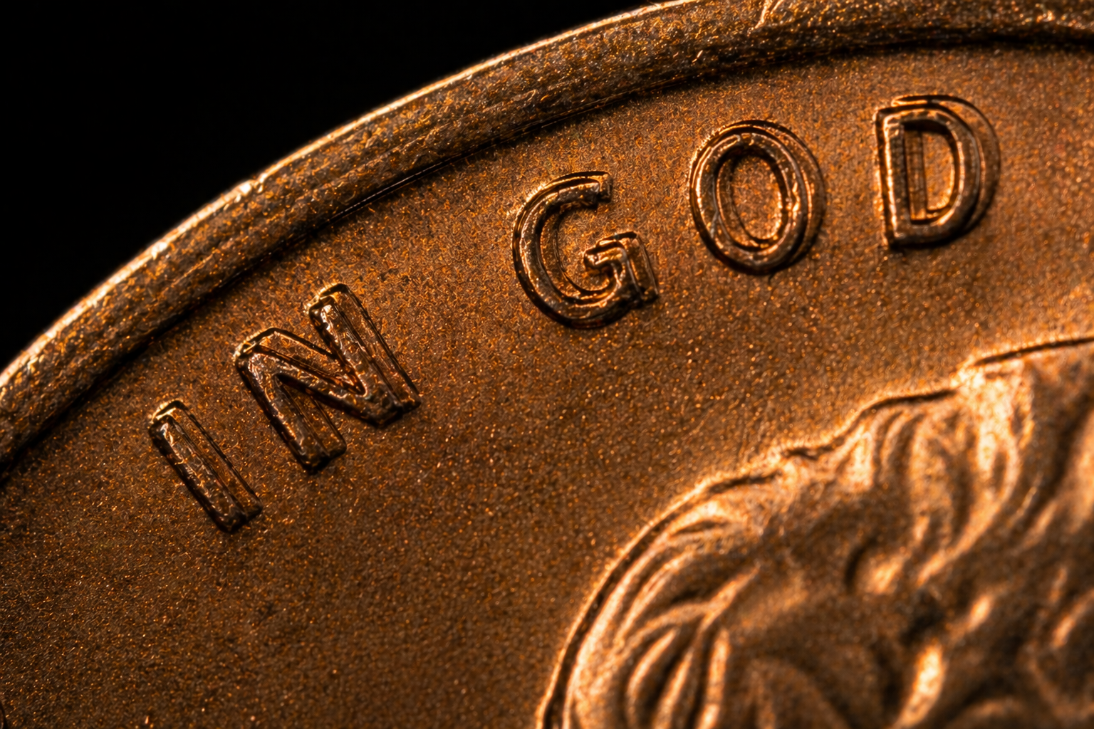 Close up of coin showing doubled letters error