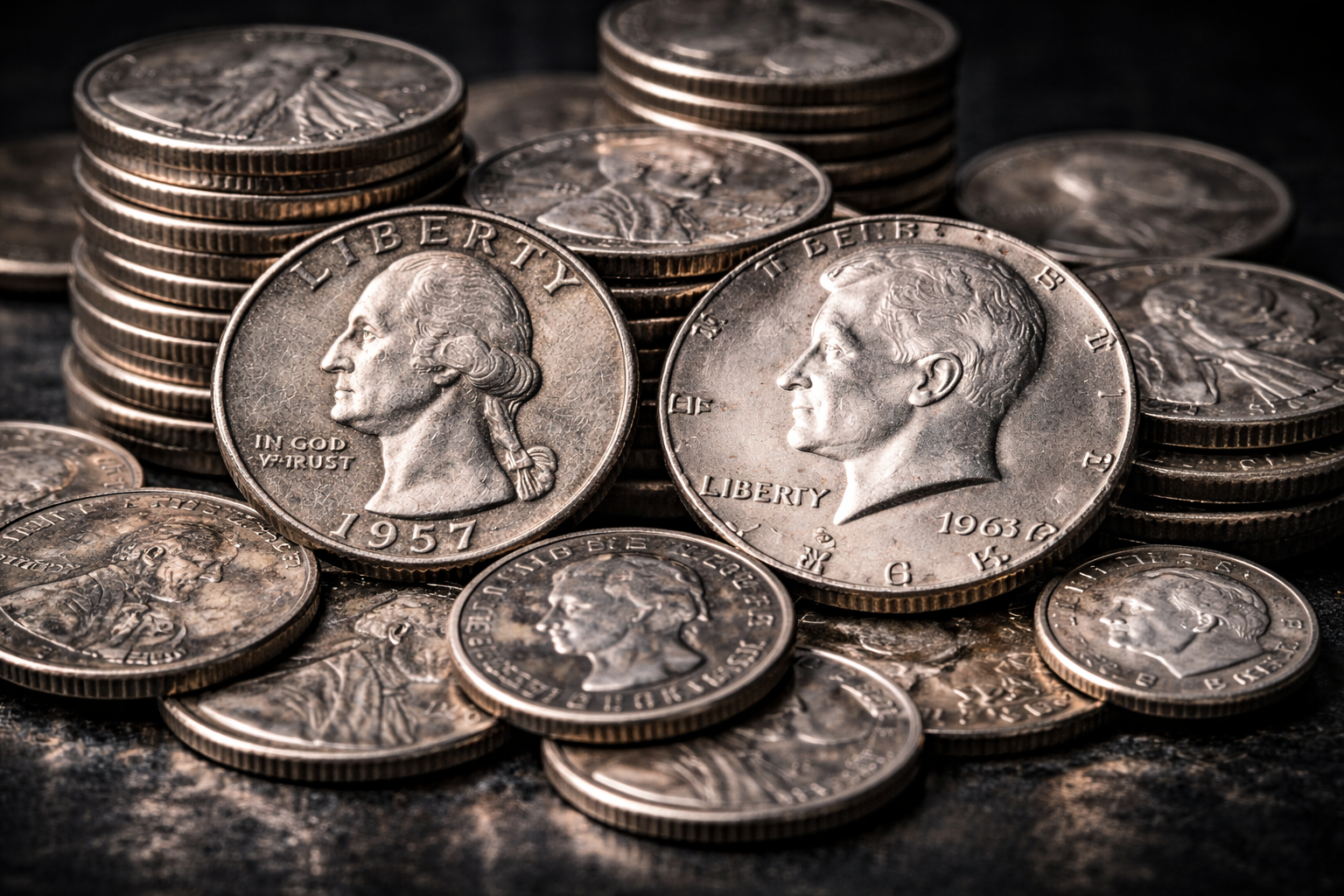 Comparison between silver U.S. coins and modern clad coins